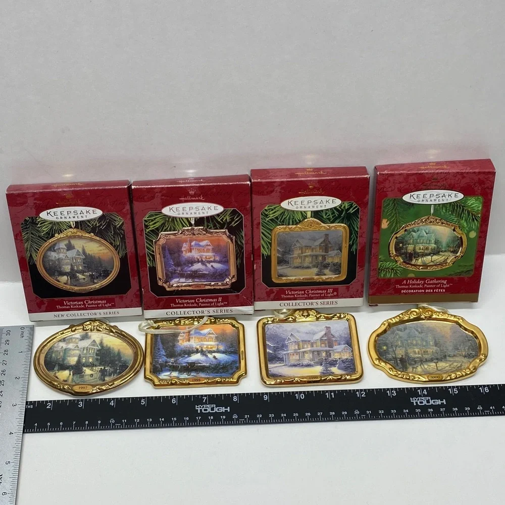 Lot of 4 Hallmark Keepsake Ornaments Victorian Christmas & Christmas Gathering